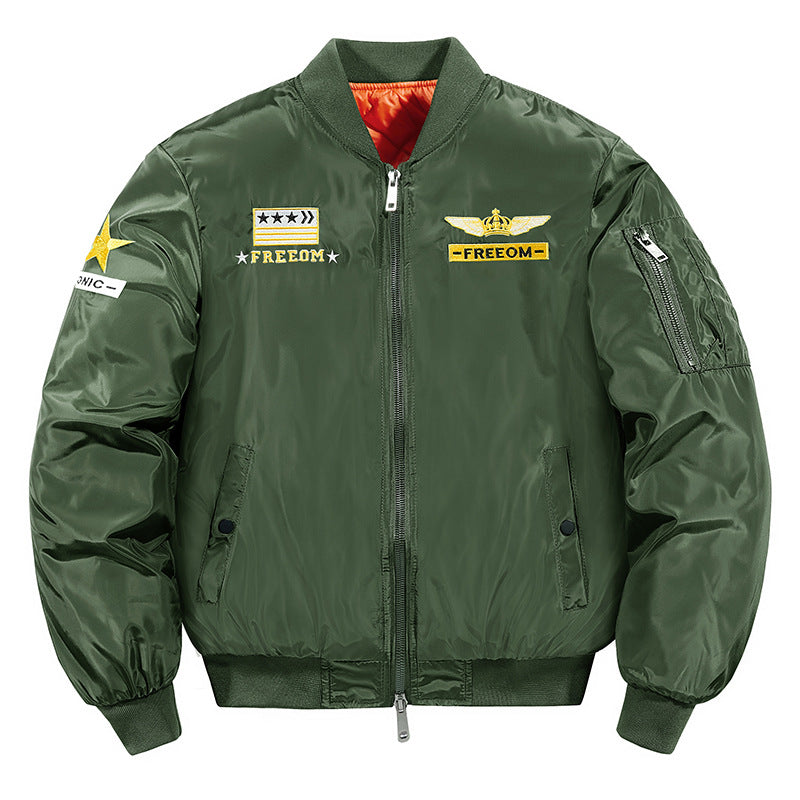 Herren  bestickte gepatchte isolierte Nylon Flug Bomberjacke mit gerippten Abschlüssen Drune