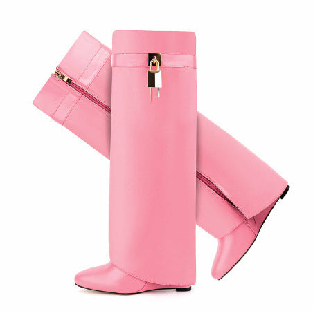 Femme Über-Die-Knie-Fashion-Stiefel mit Skulpturalem Design Drune