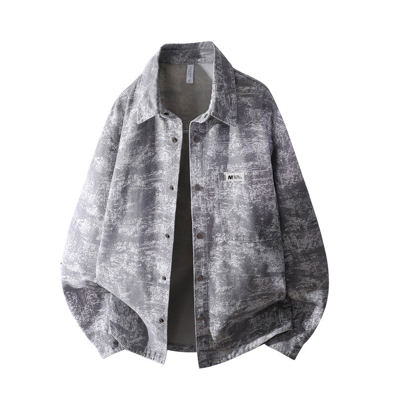 Herren Oversize-Jeanshemdjacke mit washed Effekt, Brusttasche & Druckknopfleiste Drune