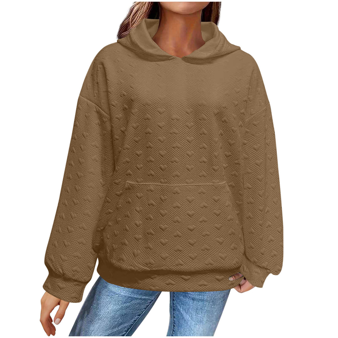 Damen Kapuzenpullover mit strukturiertem Herzmuster Drune