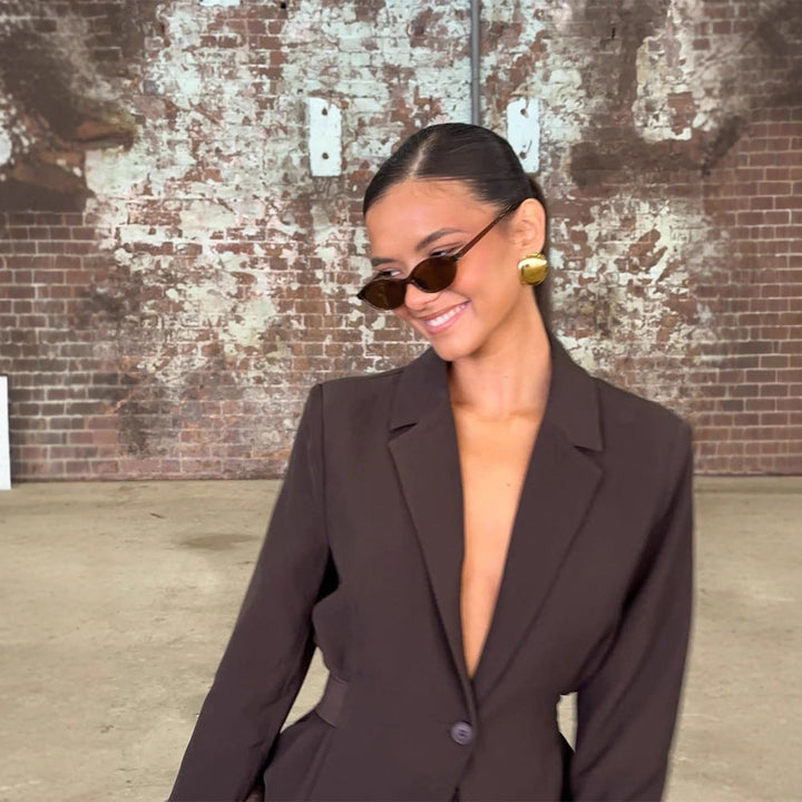 Damen Blazer mit tiefem V-Ausschnitt und eleganter Silhouette Drune
