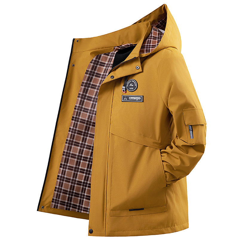Herren Wasserabweisende Outdoor-Jacke mit verstellbarem Kragen Drune