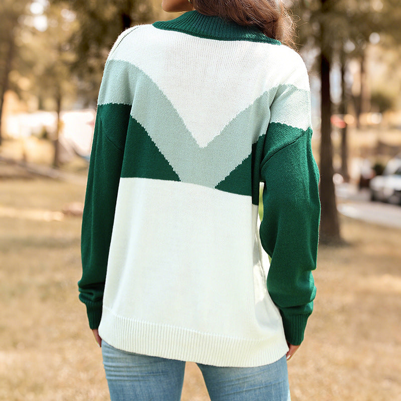 Damen Oversize-Strickpullover mit Chevron-Muster, Knopfleiste und Rippbund Drune
