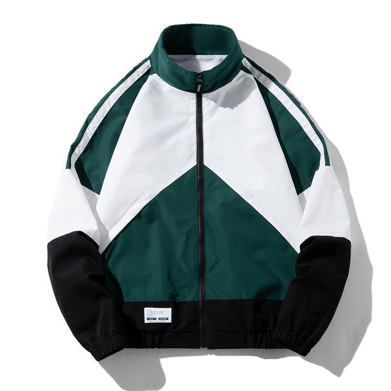 Herren Leichte Windbreaker-Trackjacke im geometrischen Colorblock mit Mesh‑Futter, Stehkragen & Reißverschluss Drune