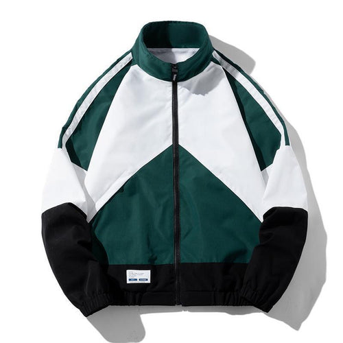 Herren Leichte Windbreaker-Trackjacke im geometrischen Colorblock mit Mesh‑Futter, Stehkragen & Reißverschluss Drune