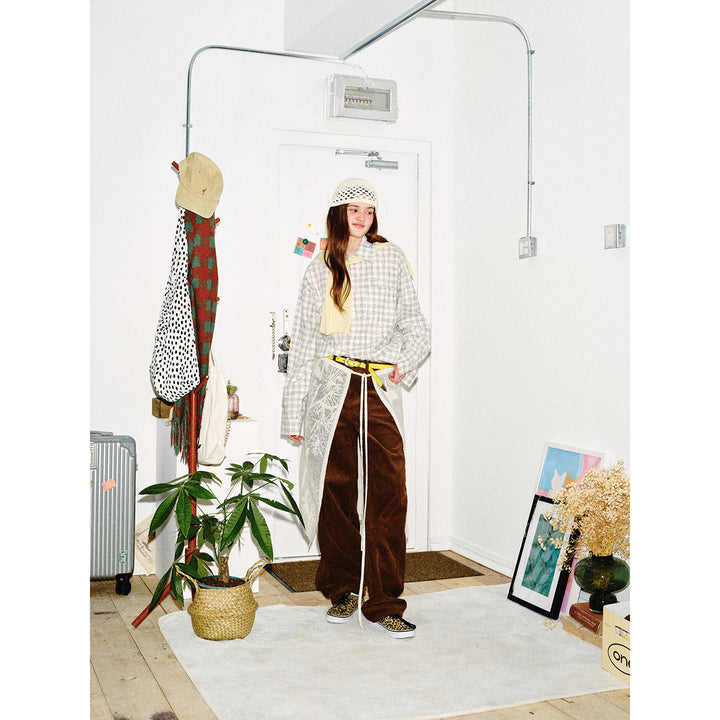 Damen Oversize-Hemd aus Leinen‑Baumwoll‑Mix mit feinem Karomuster Drune