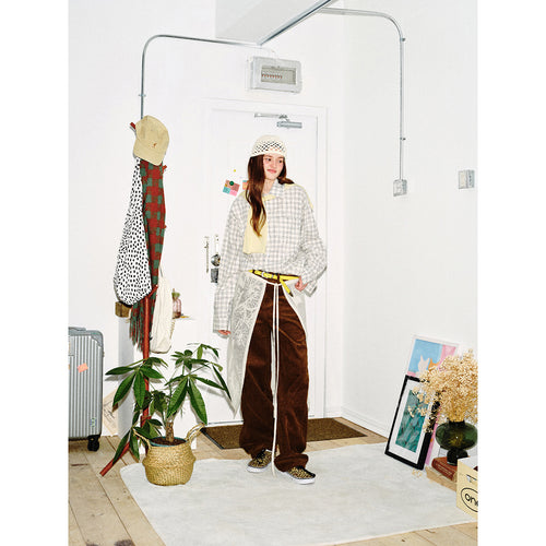 Damen Oversize-Hemd aus Leinen‑Baumwoll‑Mix mit feinem Karomuster Drune