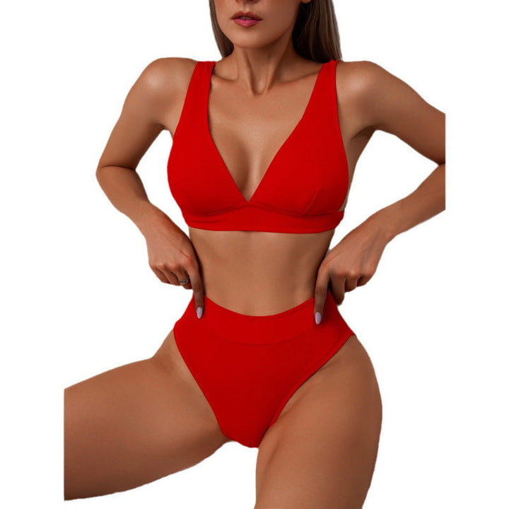 Damen Hoch geschnittener Bikini mit atmungsaktivem Oberteil und elastischem Bund Drune