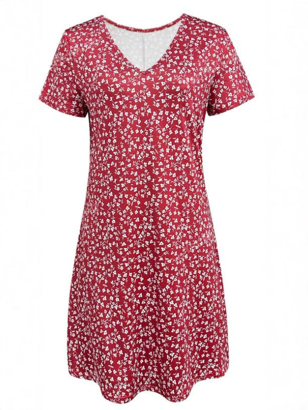 Damen Kurzarm Kleid mit floralem Design und bequemem Schnitt Drune