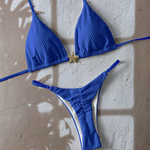 Damen Triangel-Bikini mit strukturiertem Stoff und maritimen Details Drune