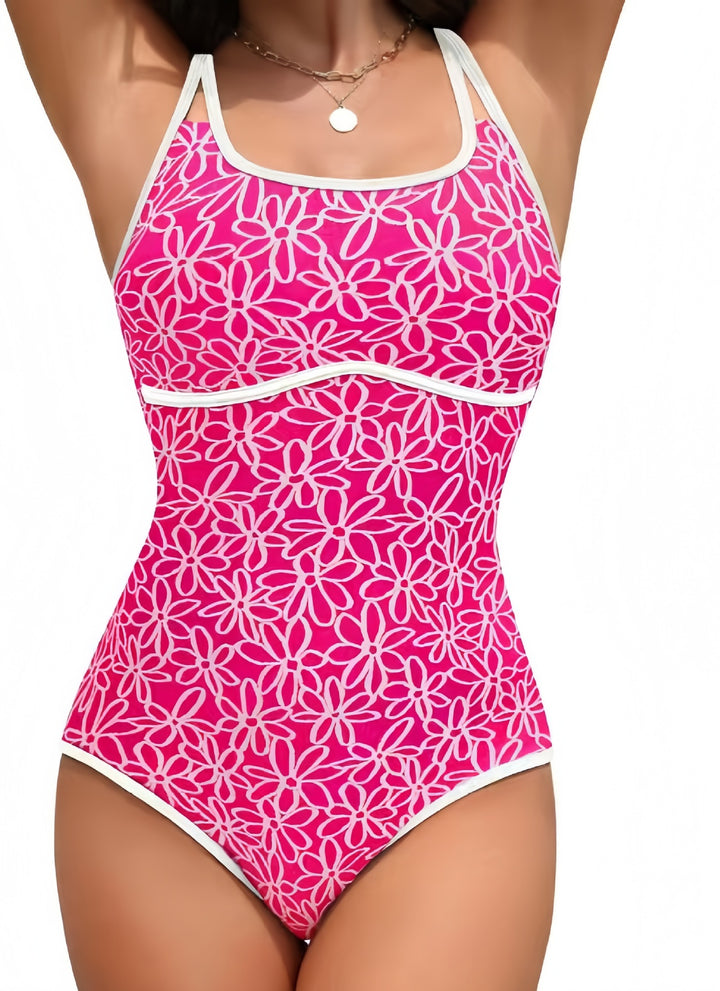Damen Einteiliger Badeanzug mit floralem Design und hohem Beinausschnitt Drune