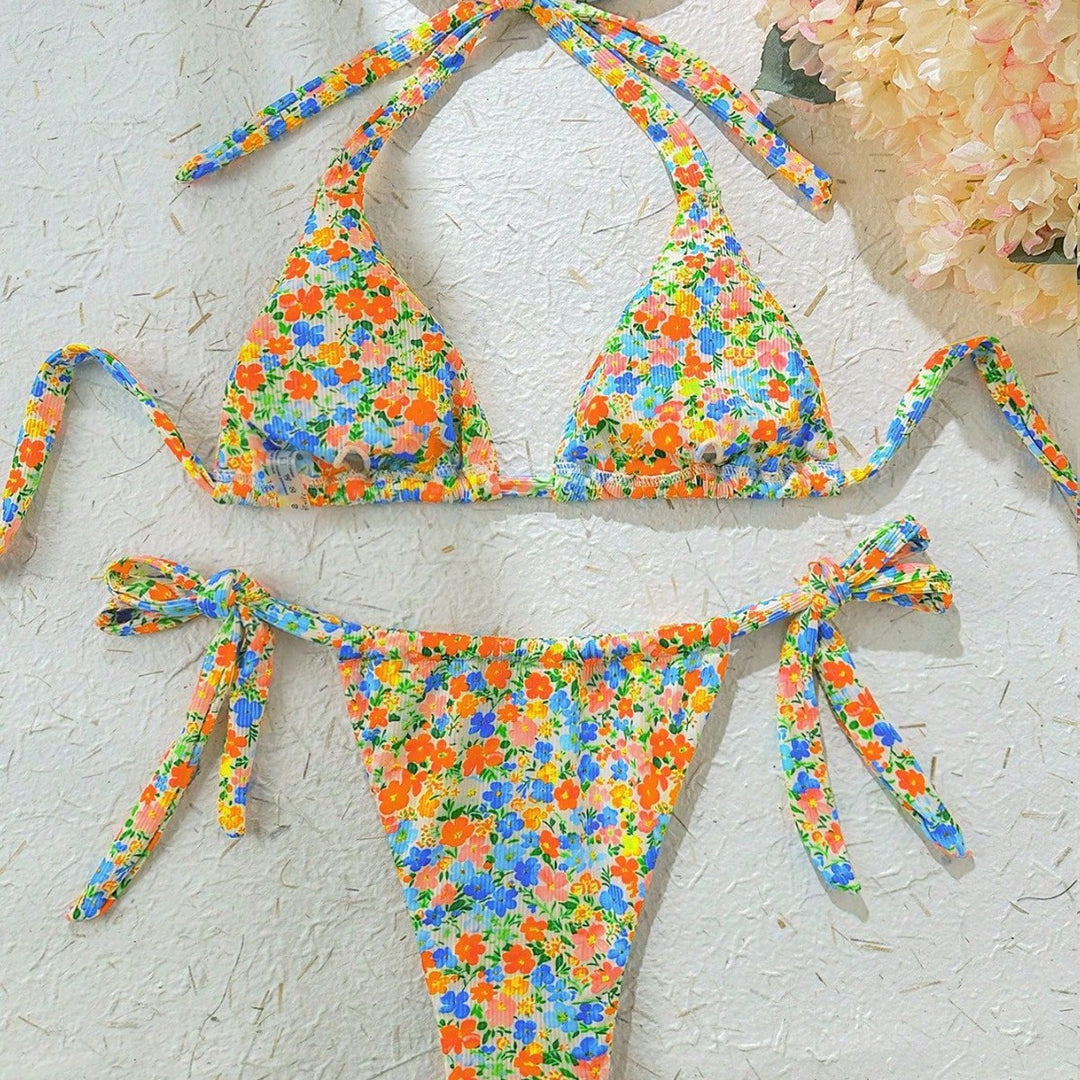Damen Triangel-Bikini mit verspieltem Blumendesign Drune