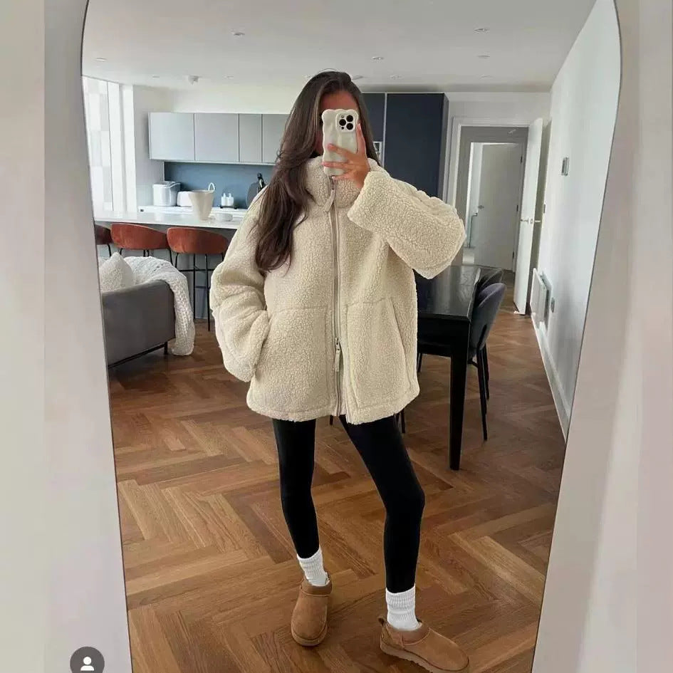 Damen Fleecejacke mit hohem Kragen und praktischen Taschen Drune