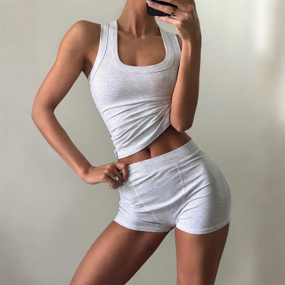 Damen Sportliches Tanktop und Shorts Set Drune
