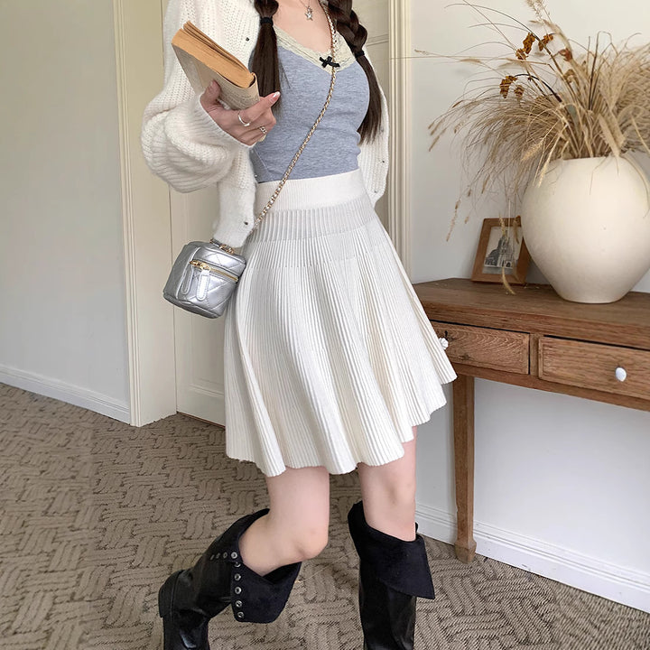 Damen Plissierter Rock mit hohem Bund Drune