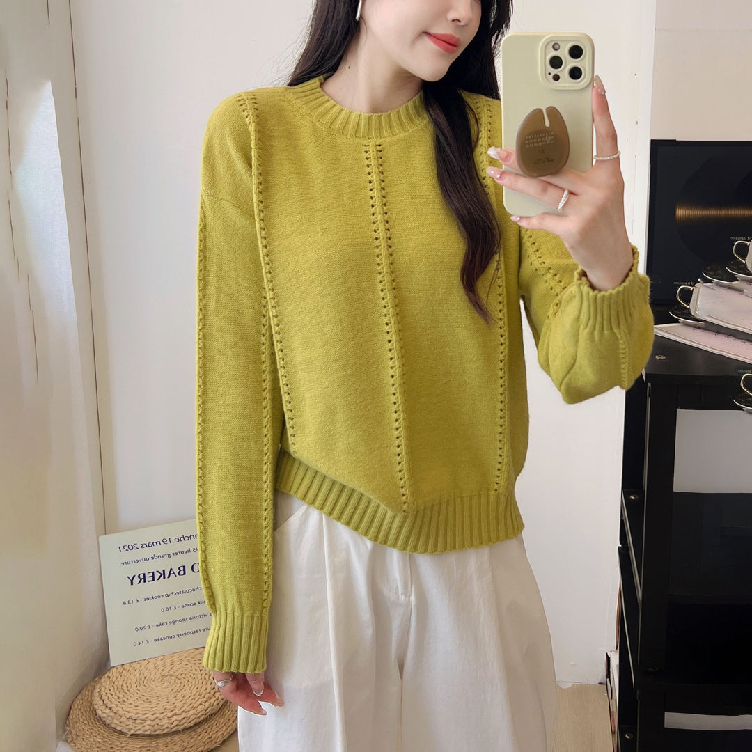 Damen Grobstrickpullover mit femininer Silhouette und strukturiertem Design Drune