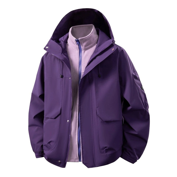 Herren Wasserabweisende Doppeljacke mit abnehmbarer Fleece‑Innenjacke und Kapuze Drune