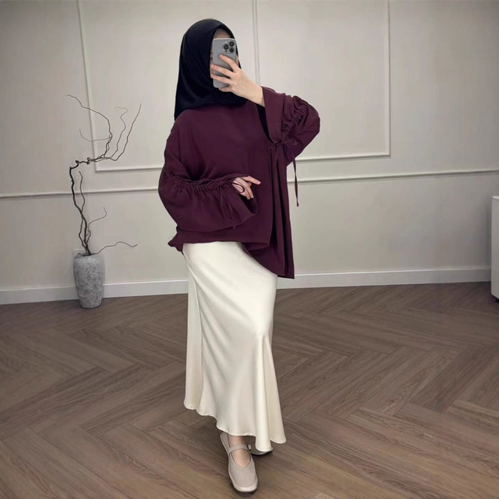 Damen Hochtaillierter Satin-Maxirock mit seidenähnlichem Fall und eleganter Trompetenform Drune
