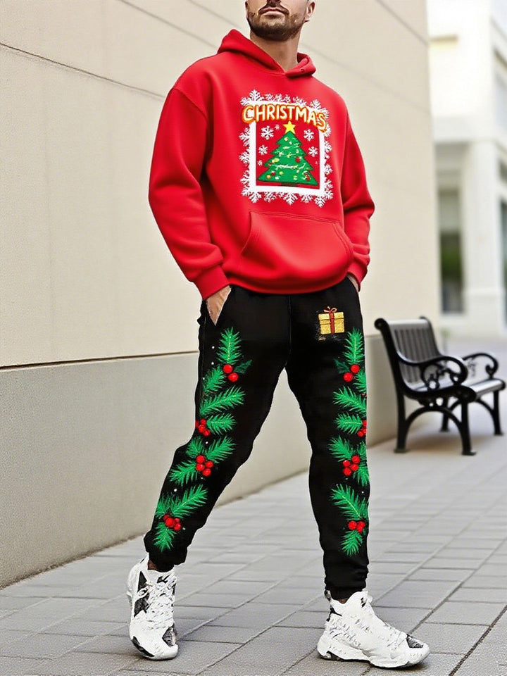 Herren Weihnachtsmotiviere Kapuzenpullover und Jogginghose Set Drune