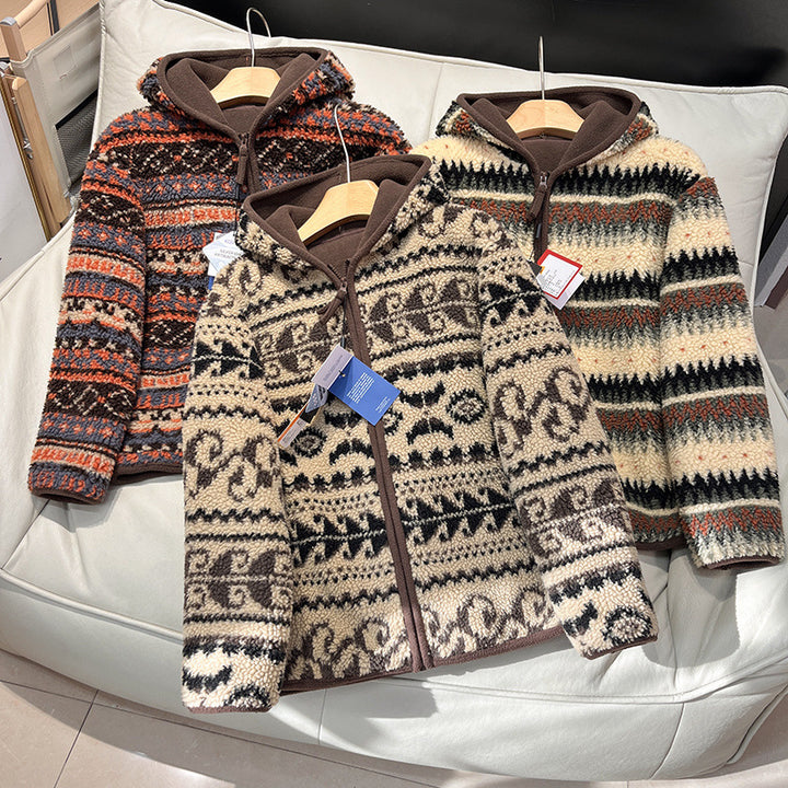 Damen Gemütliche Fleecejacke mit modischem Muster Drune