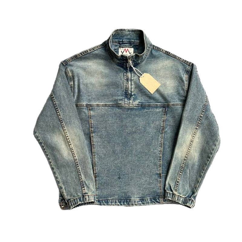Herren Modische Jeansjacke mit Stehkragen Drune