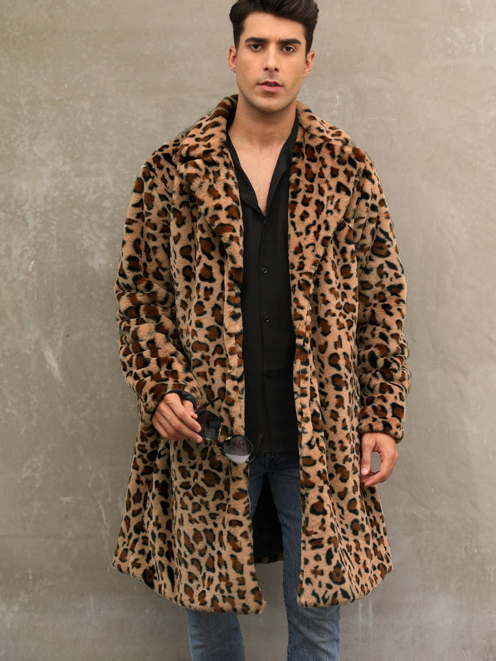 Herren Modischer Leopardenfell-Mantel Drune