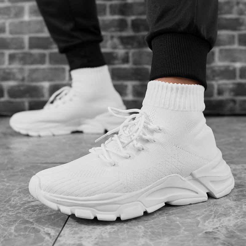 Damen Strick‑Sockensneaker mit hohem Schaft, gepolsterter Plateau‑Laufsohle und elastischem Schnürsystem Drune