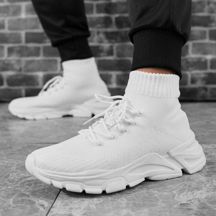 Damen Strick‑Sockensneaker mit hohem Schaft, gepolsterter Plateau‑Laufsohle und elastischem Schnürsystem Drune