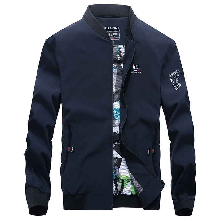 Herren leichte wasserabweisende Bomberjacke mit Camouflage‑Mesh‑Innenfutter und geripptem Kragen Drune