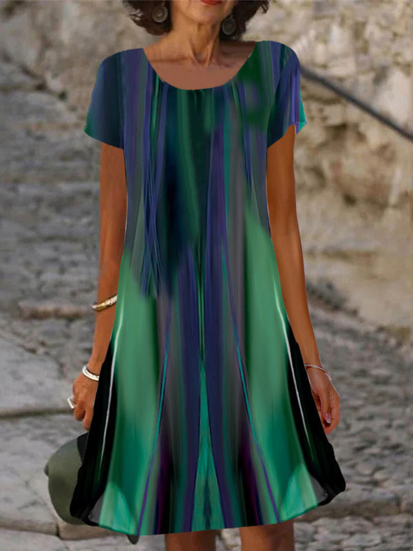 Damen lässiges Sommerkleid mit modernen Mustern und femininem Schnitt Drune