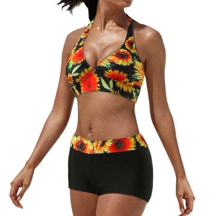 Damen Sportliches Bikini-Set mit auffälliger Streifenmusterung und bequemen Shorts Drune