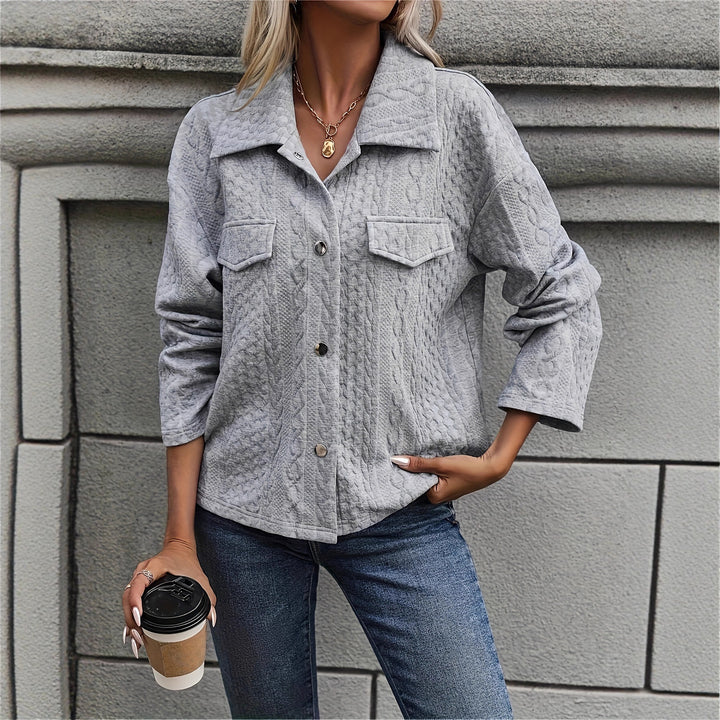 Damen Strukturierte Stepp-Hemdjacke mit Pattentaschen Drune