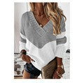 Damen nan V-Ausschnitt Strickpullover mit Chevron-Muster und Oversize-Schnitt Drune