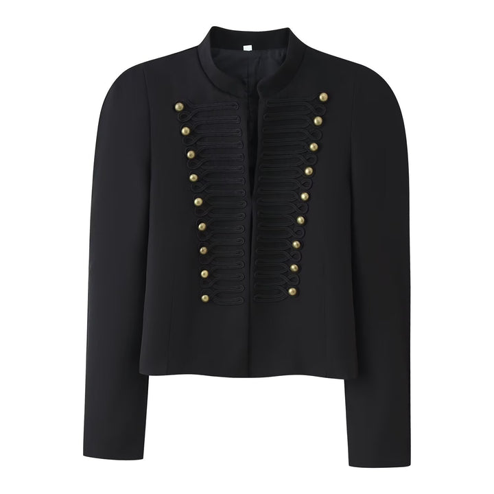 Damen Kurzjacke im Military‑Stil mit dekorativen Zierkordeln Drune
