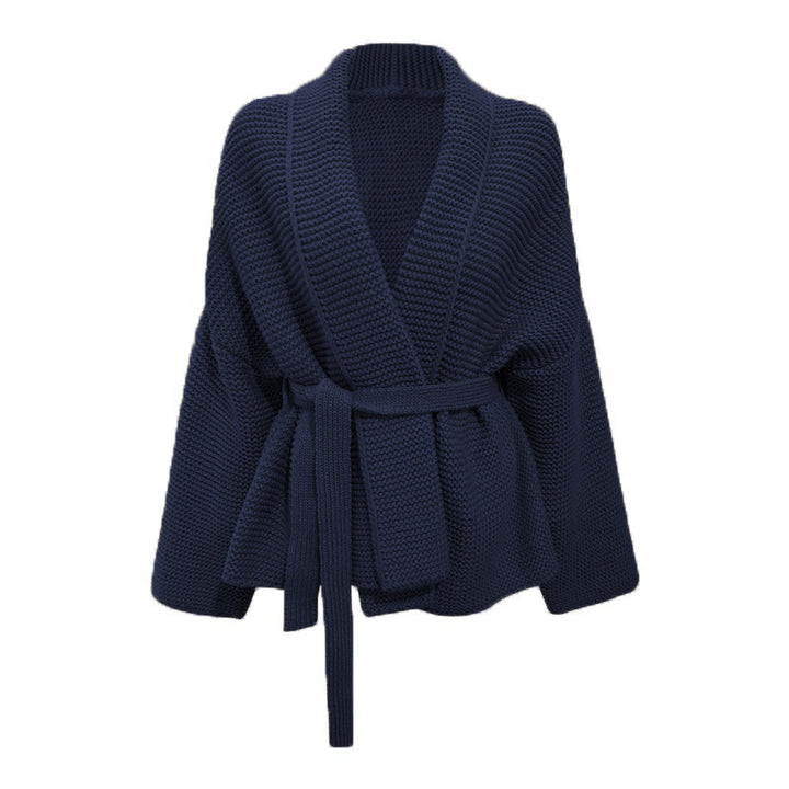Damen Grobstrick Cardigan mit Gürtel und lockerem Schnitt Drune