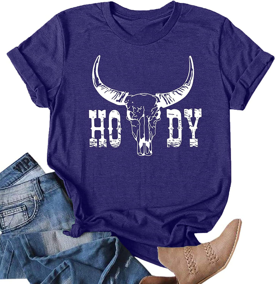 Damen Vintage-inspiriertes Grafik-T-Shirt mit Western-Schädel-Design Drune