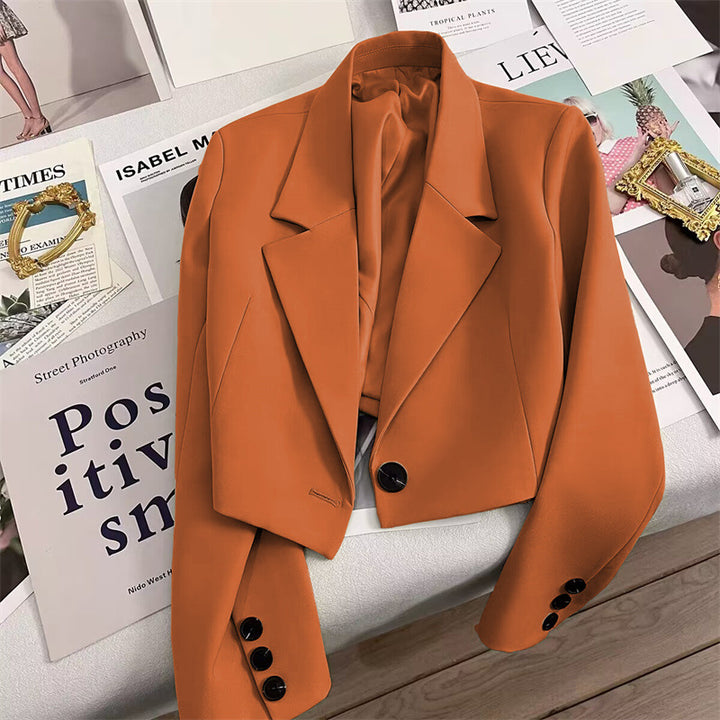 Damen Cropped Blazer mit Schalkragen Drune