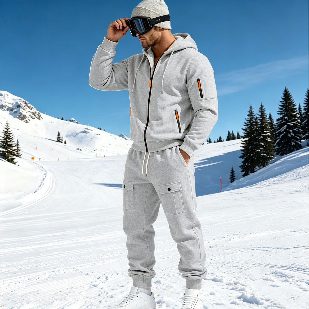 Herren Komfort-Fleece Hoodie mit Reißverschluss, Kapuze und Utility-Ärmeltasche Drune