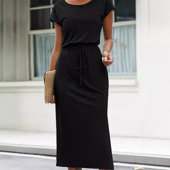 Damen Midi-Kleid mit elastischem Bund Drune