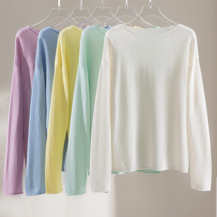 Damen Lockeres Boatneck-Feinstrickshirt mit überschnittenen Schultern & kaschierendem Fall Drune