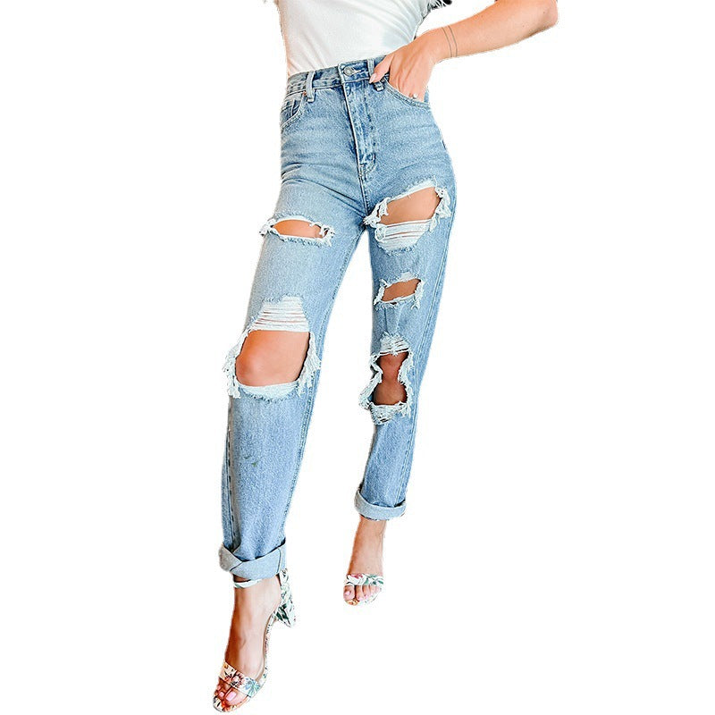 Damen Destroyed Mom-Jeans im lässigen Vintage-Look Drune