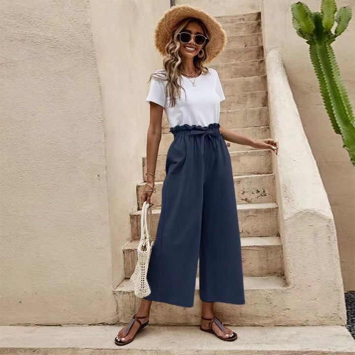 Damen Legere Culottes mit hoher Taille und weitem Bein Drune