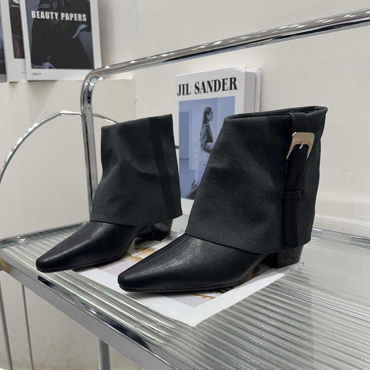 Damen Modische Stiefeletten mit elegantem Wickeldesign Drune