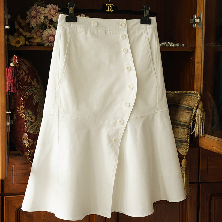 Damen Modischer Midirock mit Knopfleiste und schwingendem Saum Drune
