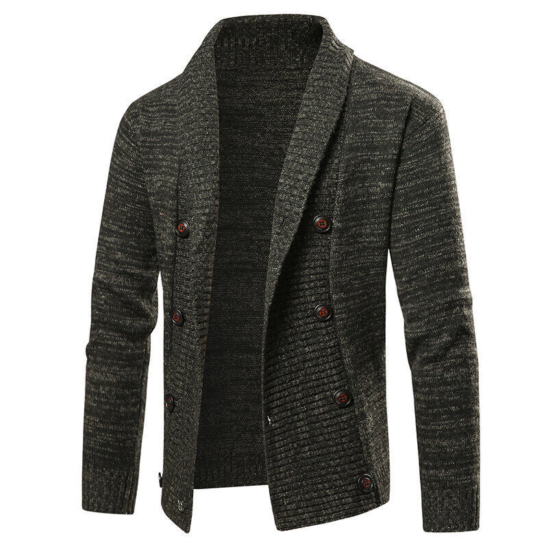 Herren nan Strickjacke mit Schalkragen und doppelter Knopfleiste Drune