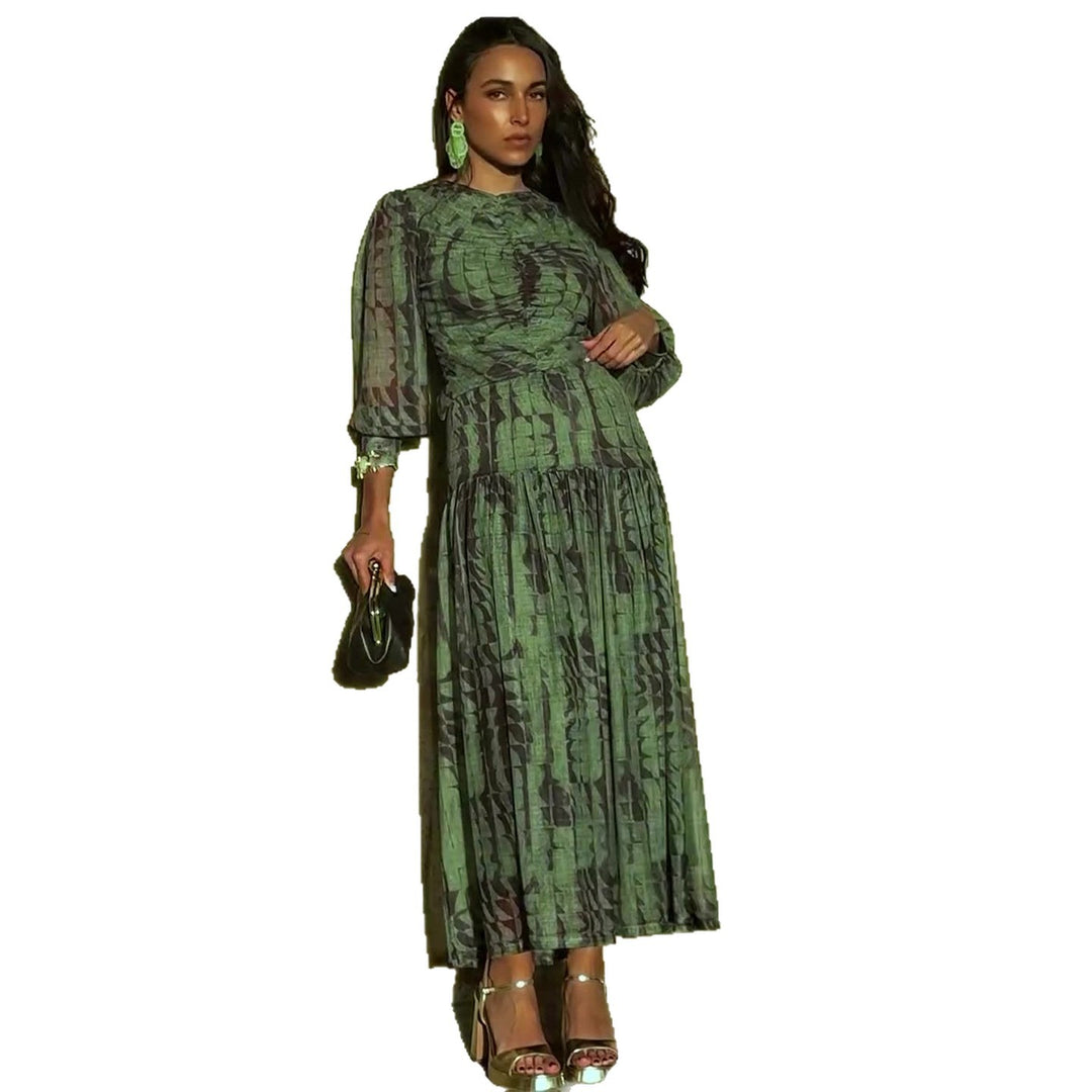 Damen Midikleid mit raffinierten Falten und V-Ausschnitt Drune