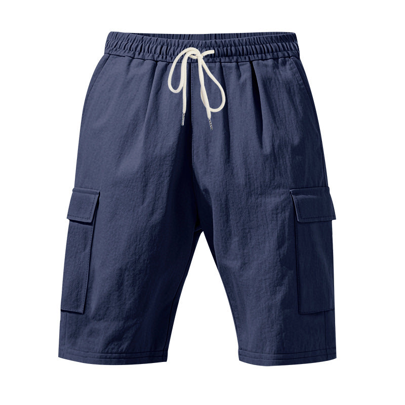 Herren nan Reise- und Outdoor-Bermuda mit elastischem Kordelbund, Sicherheits-Innentasche und aufgesetzten Klappentaschen Drune
