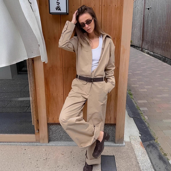 Damen Eleganter Utility-Jumpsuit mit tailliertem Schnitt und praktischen Taschen Drune