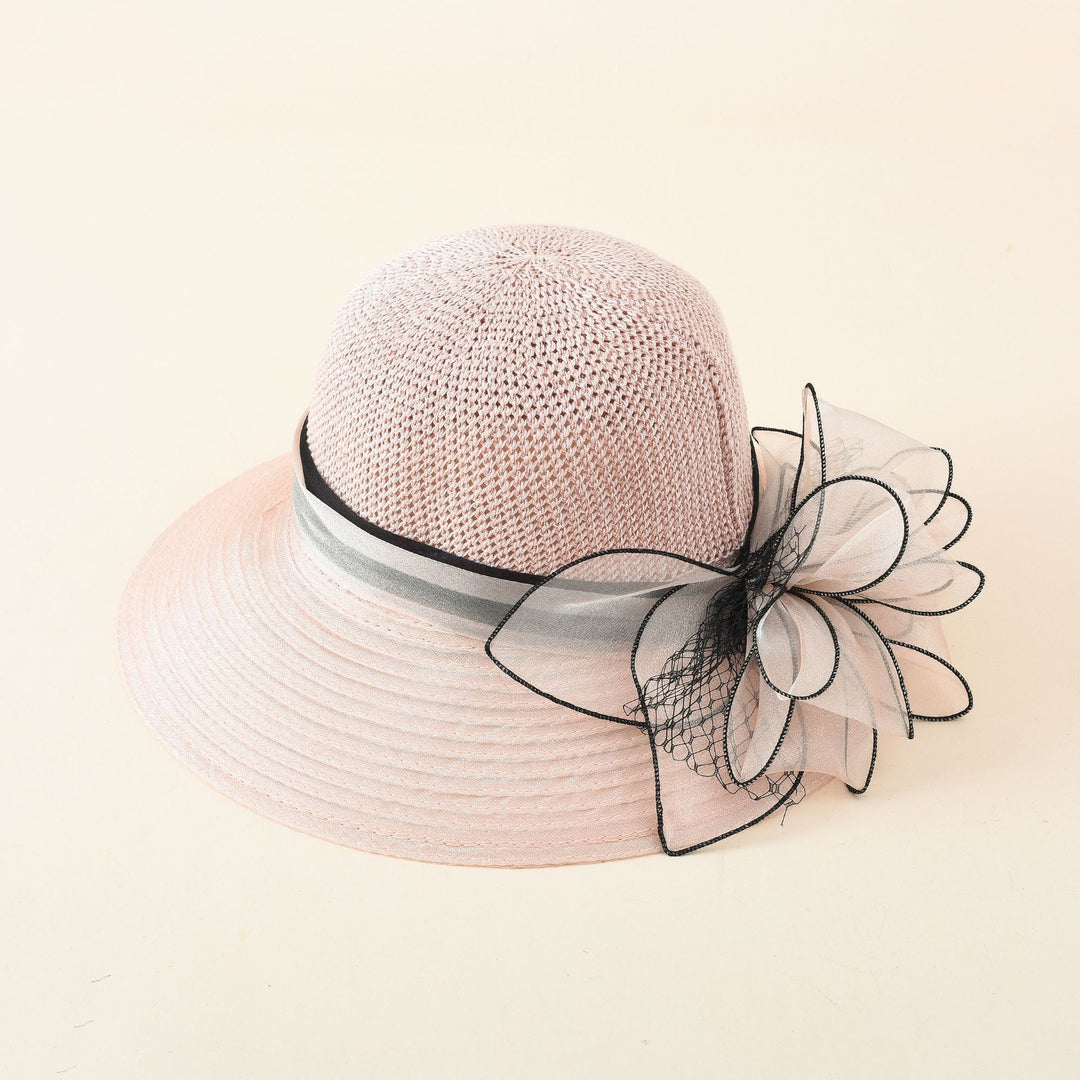 Damen eleganter Sonnenhut mit feiner Schleifenverzierung und breiter Krempe Drune