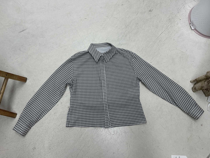 Damen nan taillierte Karobluse mit verdeckter Knopfleiste und geformter Miedernaht Drune